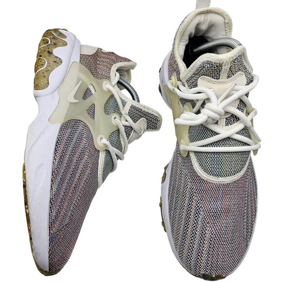 Nike React Presto Flyknit Recycled Canvas White Gum Light Brown Mens 9 Sneakers - Picture 1 of 8